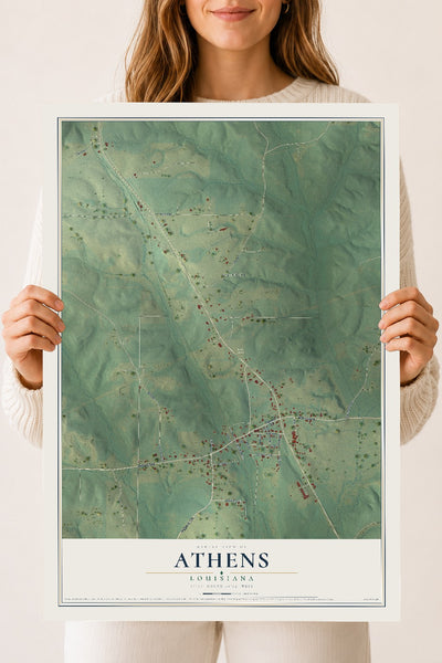 Map of Athens, Louisiana, 18 x 24 inch unframed archival matte print