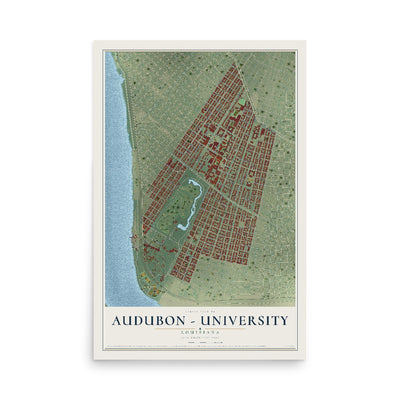 Map of Audubon - University, Louisiana, 12 x 18 inch unframed archival matte print