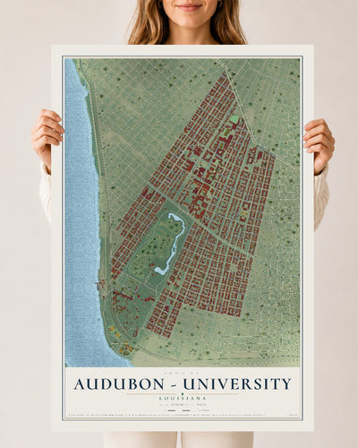 Map of Audubon - University, Louisiana, 24 x 36 inch unframed archival matte print