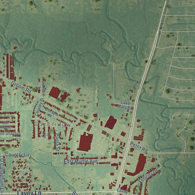Second close-up of the map of Baker, Louisiana print showing more streets and buildings