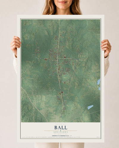 Map of Ball, Louisiana, 24 x 36 inch unframed archival matte print