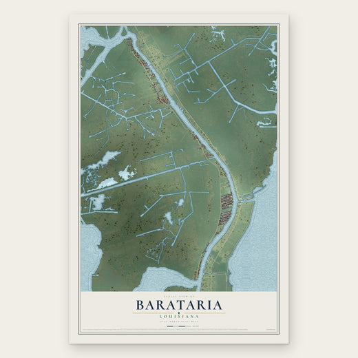 Barataria, Louisiana map print, the full design