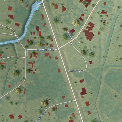 Close-up of the map of Baskin, Louisiana print showing street and building detail