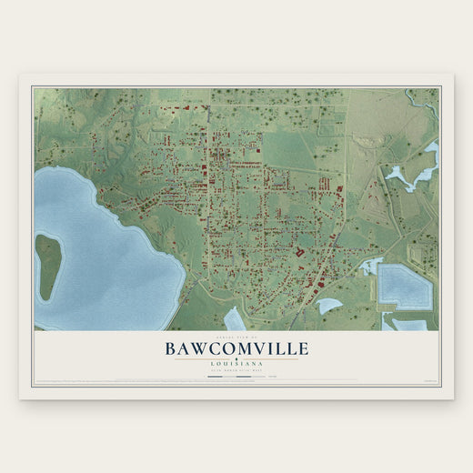 Bawcomville, Louisiana map print, the full design