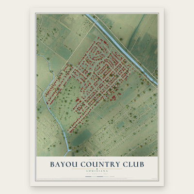 Bayou Country Club, Louisiana map print, the full design