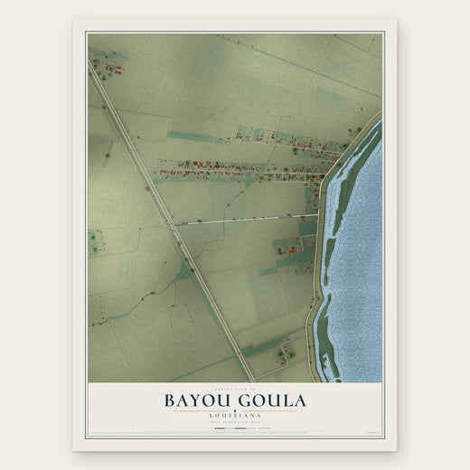 Bayou Goula, Louisiana map print, the full design