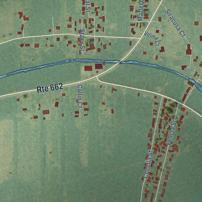 Close-up of the map of Bayou L'Ourse, Louisiana print showing street and building detail