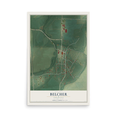 Map of Belcher, Louisiana, 12 x 18 inch unframed archival matte print