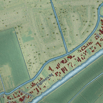 Second close-up of the map of Belle Chasse, Louisiana print showing more streets and buildings