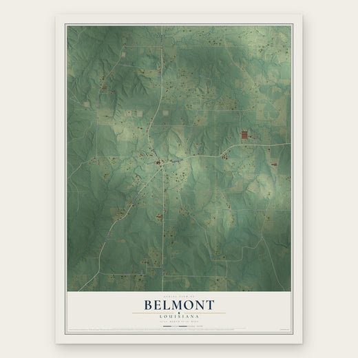 Belmont, Louisiana map print, the full design