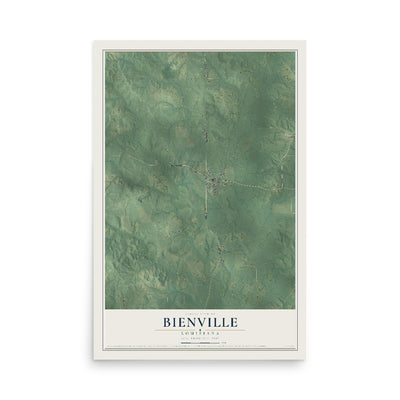Map of Bienville, Louisiana, 12 x 18 inch unframed archival matte print