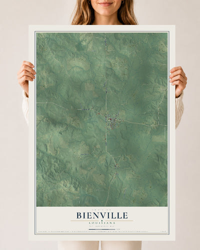 Map of Bienville, Louisiana, 24 x 36 inch unframed archival matte print