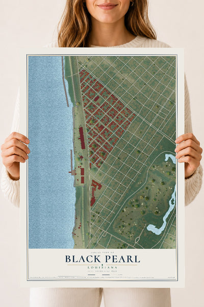 Map of Black Pearl, Louisiana, 18 x 24 inch unframed archival matte print