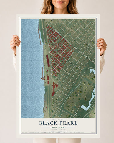 Map of Black Pearl, Louisiana, 24 x 36 inch unframed archival matte print