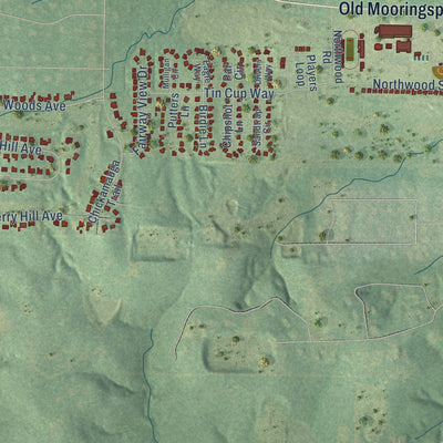 Second close-up of the map of Blanchard, Louisiana print showing more streets and buildings