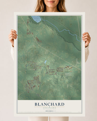 Map of Blanchard, Louisiana, 24 x 36 inch unframed archival matte print