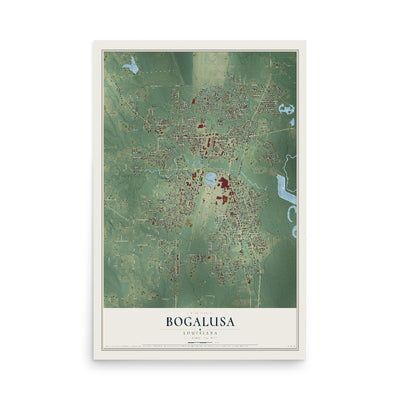Map of Bogalusa, Louisiana, 12 x 18 inch unframed archival matte print