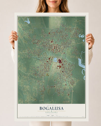 Map of Bogalusa, Louisiana, 24 x 36 inch unframed archival matte print