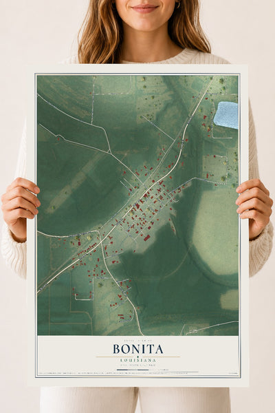 Map of Bonita, Louisiana, 18 x 24 inch unframed archival matte print