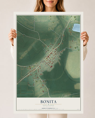 Map of Bonita, Louisiana, 24 x 36 inch unframed archival matte print