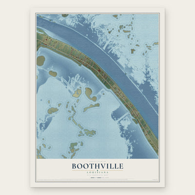 Boothville, Louisiana map print, the full design