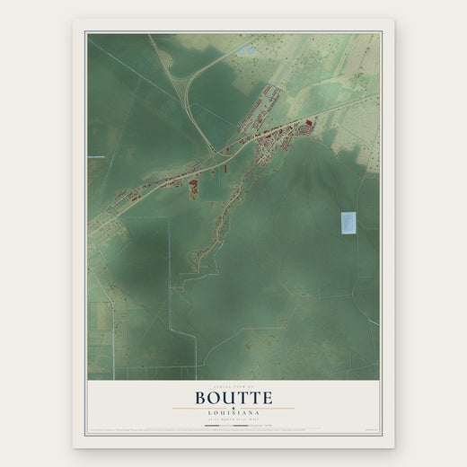 Boutte, Louisiana map print, the full design