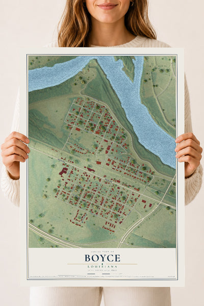 Map of Boyce, Louisiana, 18 x 24 inch unframed archival matte print