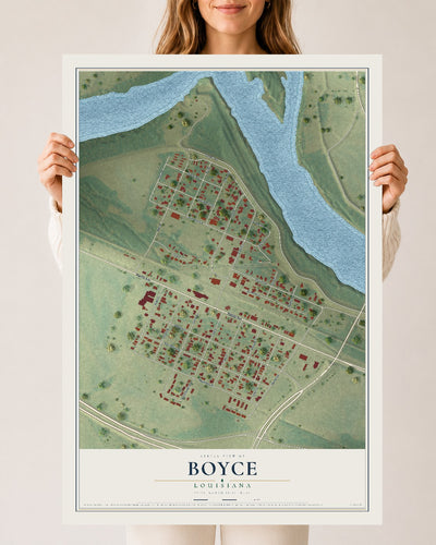 Map of Boyce, Louisiana, 24 x 36 inch unframed archival matte print
