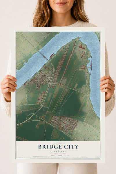 Map of Bridge City, Louisiana, 18 x 24 inch unframed archival matte print