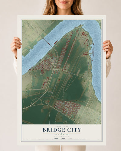 Map of Bridge City, Louisiana, 24 x 36 inch unframed archival matte print