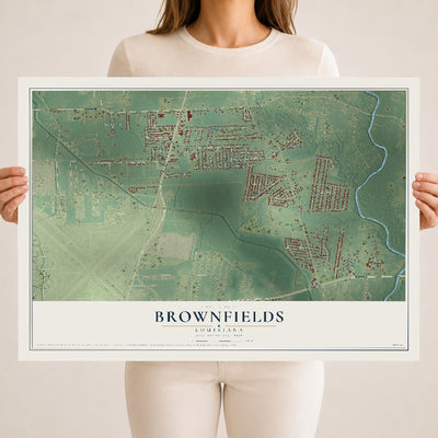 Map of Brownfields, Louisiana, 18 x 24 inch unframed archival matte print