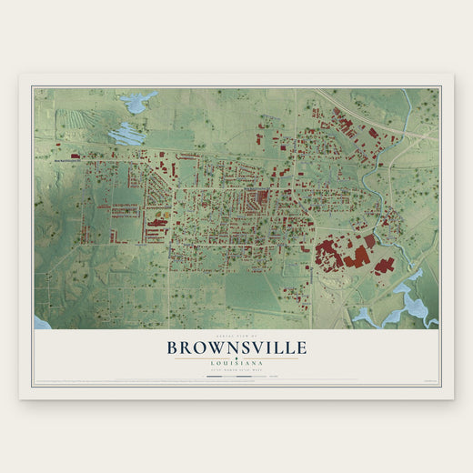 Brownsville, Louisiana map print, the full design