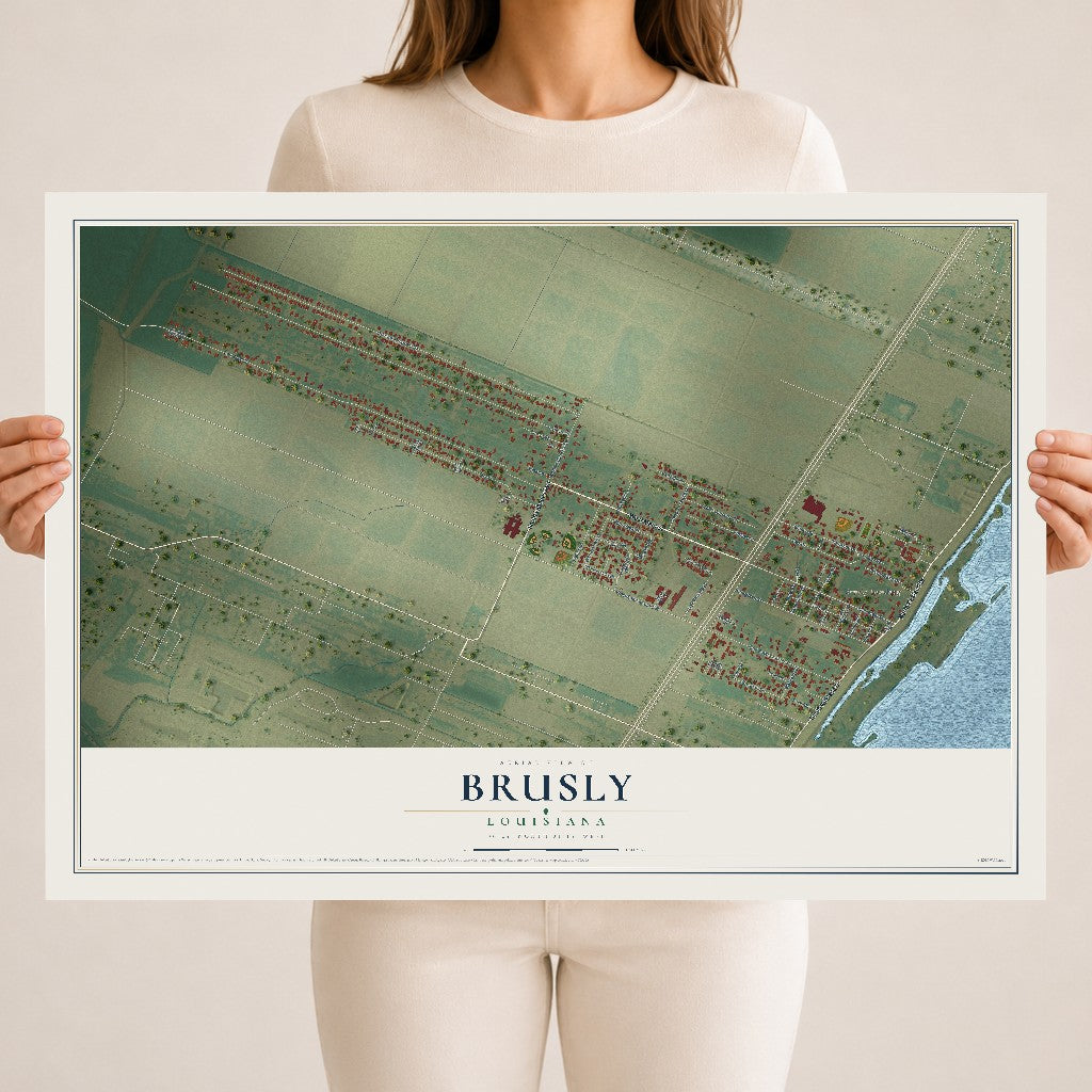 Map of Brusly, Louisiana, 18 x 24 inch unframed archival matte print