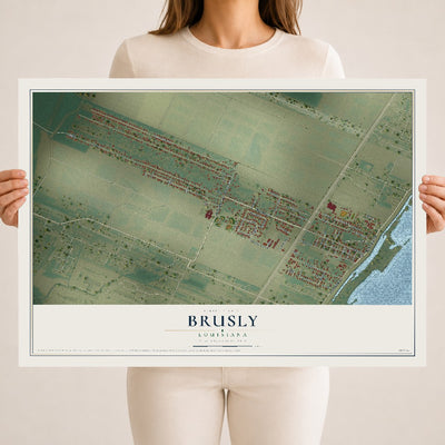 Map of Brusly, Louisiana, 18 x 24 inch unframed archival matte print