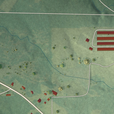 Close-up of the map of Bryceland, Louisiana print showing street and building detail