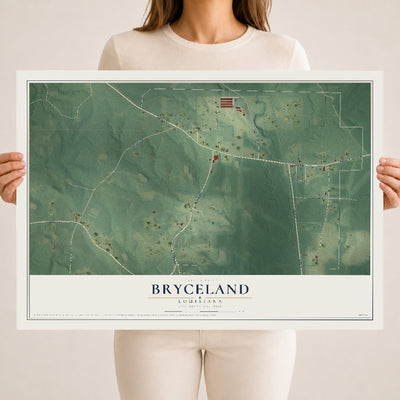Map of Bryceland, Louisiana, 18 x 24 inch unframed archival matte print