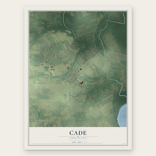 Cade, Louisiana map print, the full design