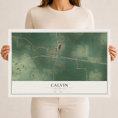 Map of Calvin, Louisiana, 12 x 18 inch unframed archival matte print