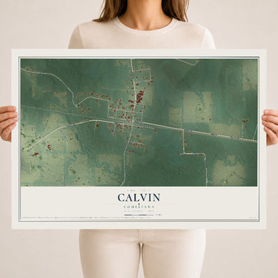 Map of Calvin, Louisiana, 18 x 24 inch unframed archival matte print