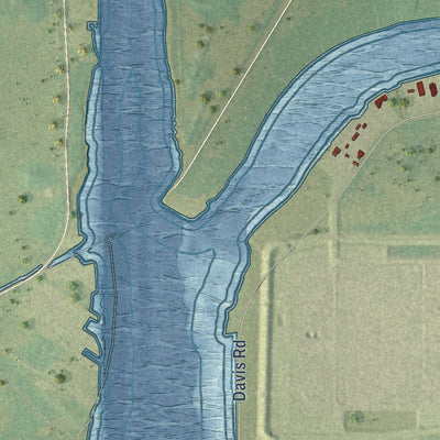 Close-up of the map of Cameron, Louisiana print showing street and building detail