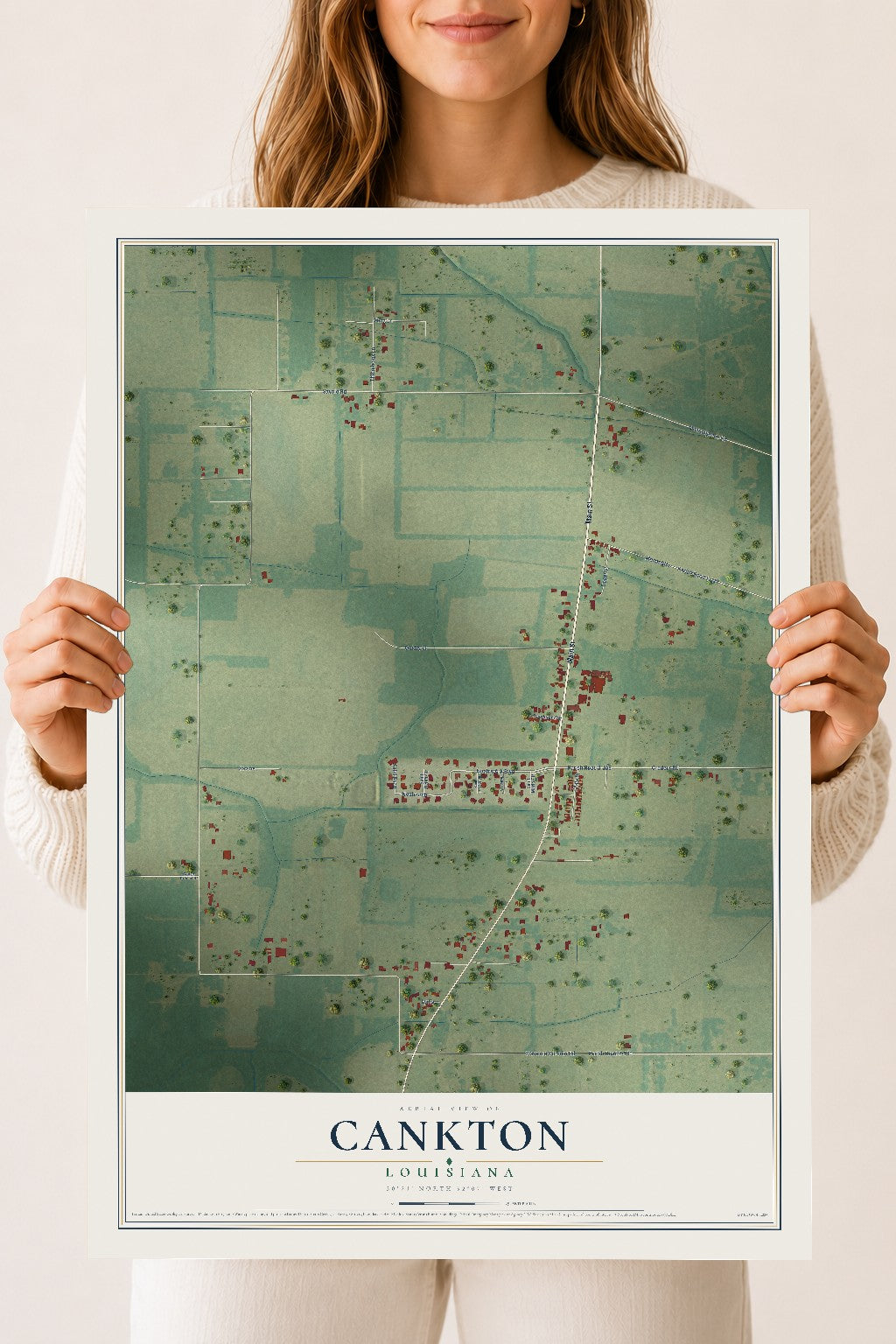 Map of Cankton, Louisiana, 18 x 24 inch unframed archival matte print
