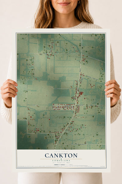 Map of Cankton, Louisiana, 18 x 24 inch unframed archival matte print