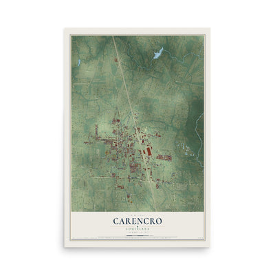 Map of Carencro, Louisiana, 12 x 18 inch unframed archival matte print