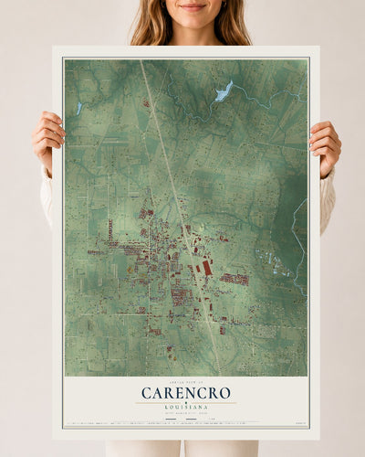 Map of Carencro, Louisiana, 24 x 36 inch unframed archival matte print