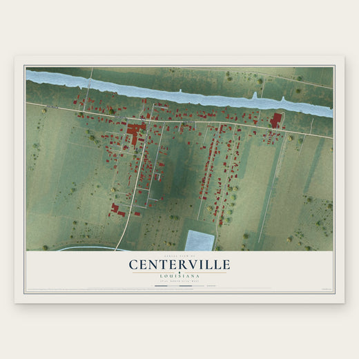Centerville, Louisiana map print, the full design
