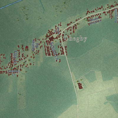 Second close-up of the map of Chackbay, Louisiana print showing more streets and buildings
