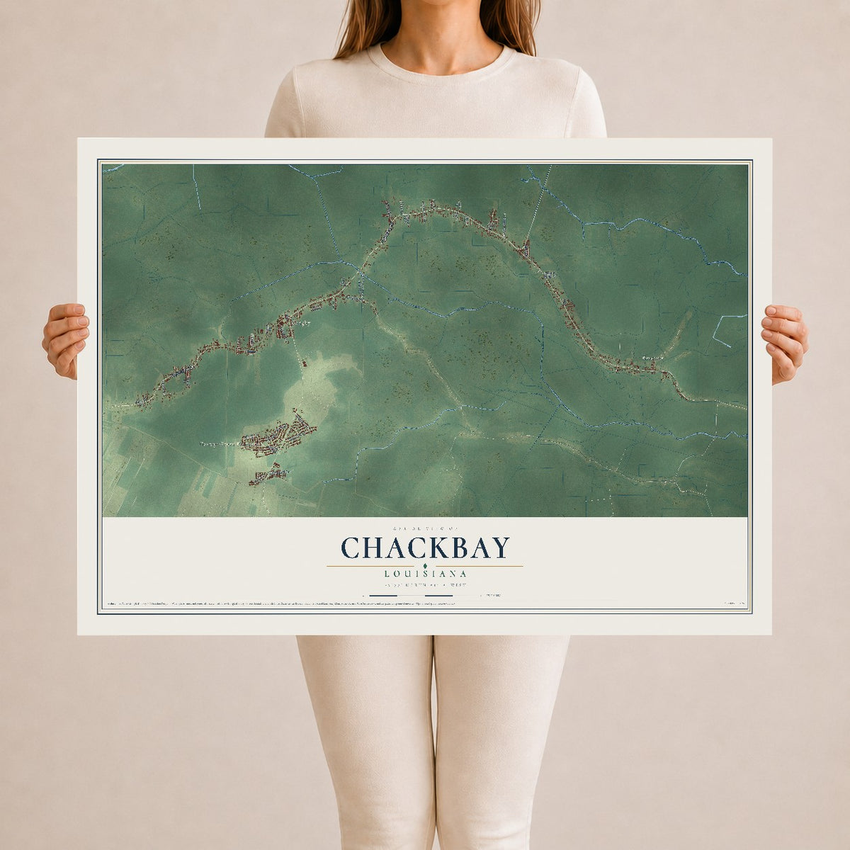 Map of Chackbay, Louisiana, 24 x 36 inch unframed archival matte print
