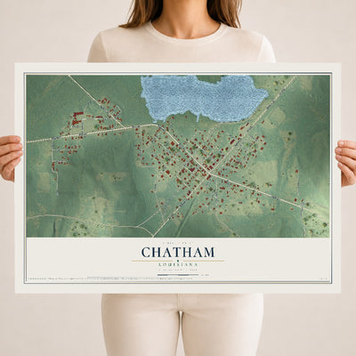 Map of Chatham, Louisiana, 18 x 24 inch unframed archival matte print