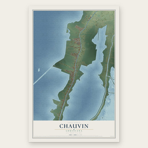 Chauvin, Louisiana map print, the full design