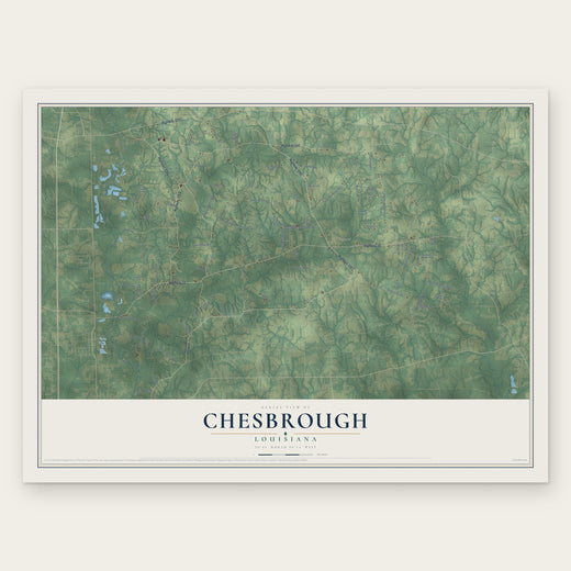 Chesbrough, Louisiana map print, the full design